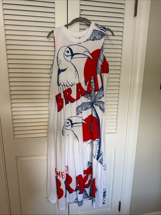 FARM Rio Dresses & Skirts - FARM Rio White Maxi Dress with Red & Navy Toucan Print